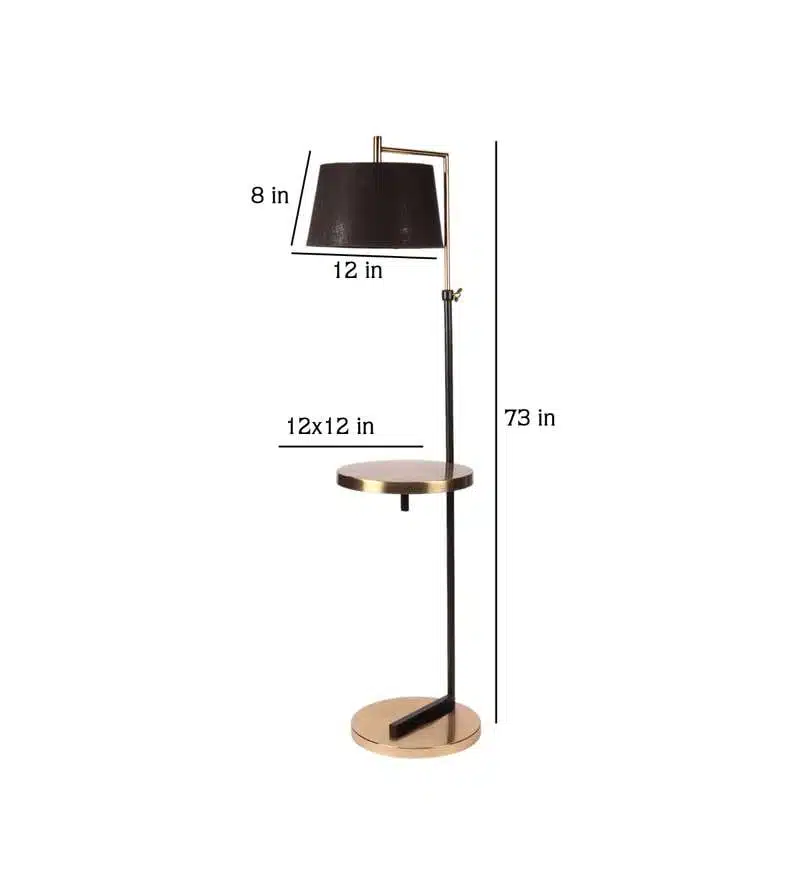 Midwest Black Cloth Shade Shelf Floor Lamp