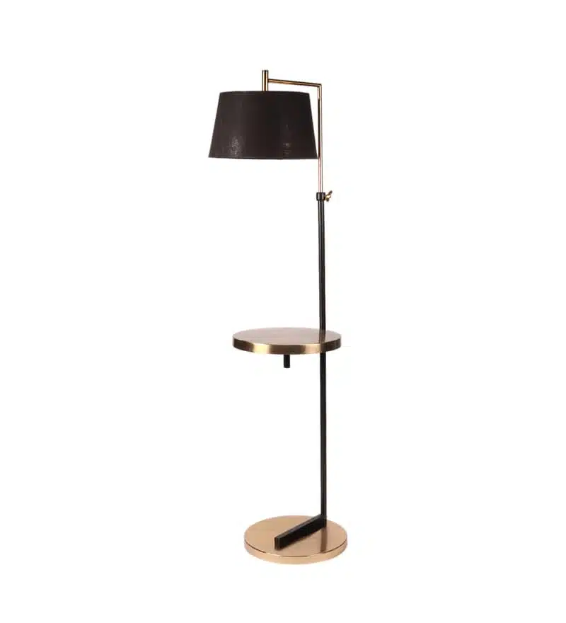 Midwest Black Cloth Shade Shelf Floor Lamp