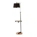 Midwest Black Cloth Shade Shelf Floor Lamp