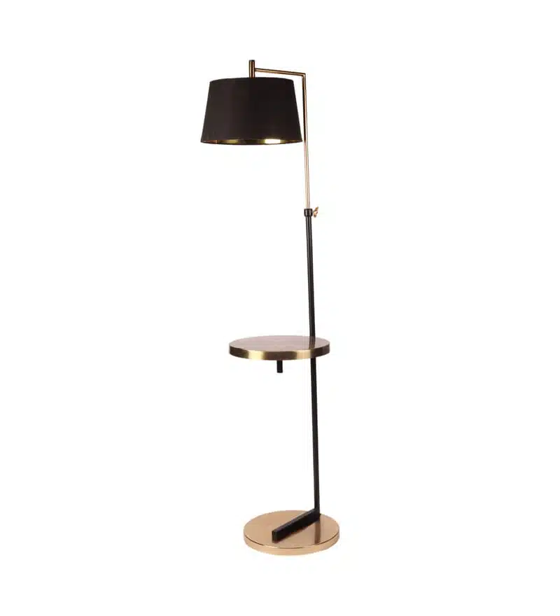 Midwest Black Cloth Shade Shelf Floor Lamp